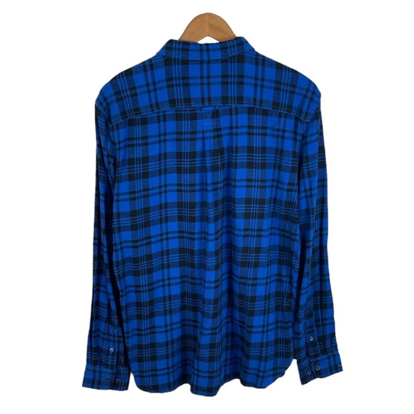 BF1192 NWT Mens Denim & Flower Slim Fit Plaid Flannel Button Down Shirt L - Picture 5 of 6